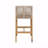 Set Of 2 Outdoor Patio Barstool, Teak Finished Wood With Beige Cushion