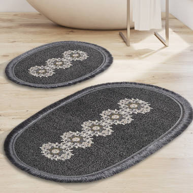 FloorPops Flower White Stone Bath Mat - Non Slip