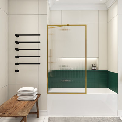 Panneau de porte en verre fixe avec cadre cannelé l 33 po x H 58 po