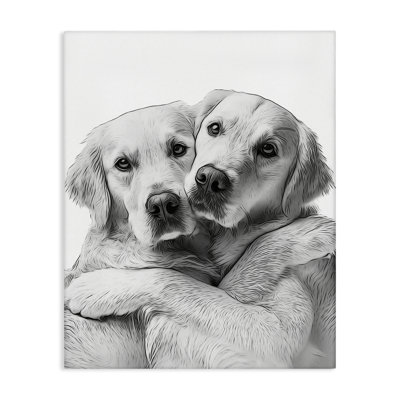 Two Hugging Dogs Canvas Wall Art by Annalisa Latella