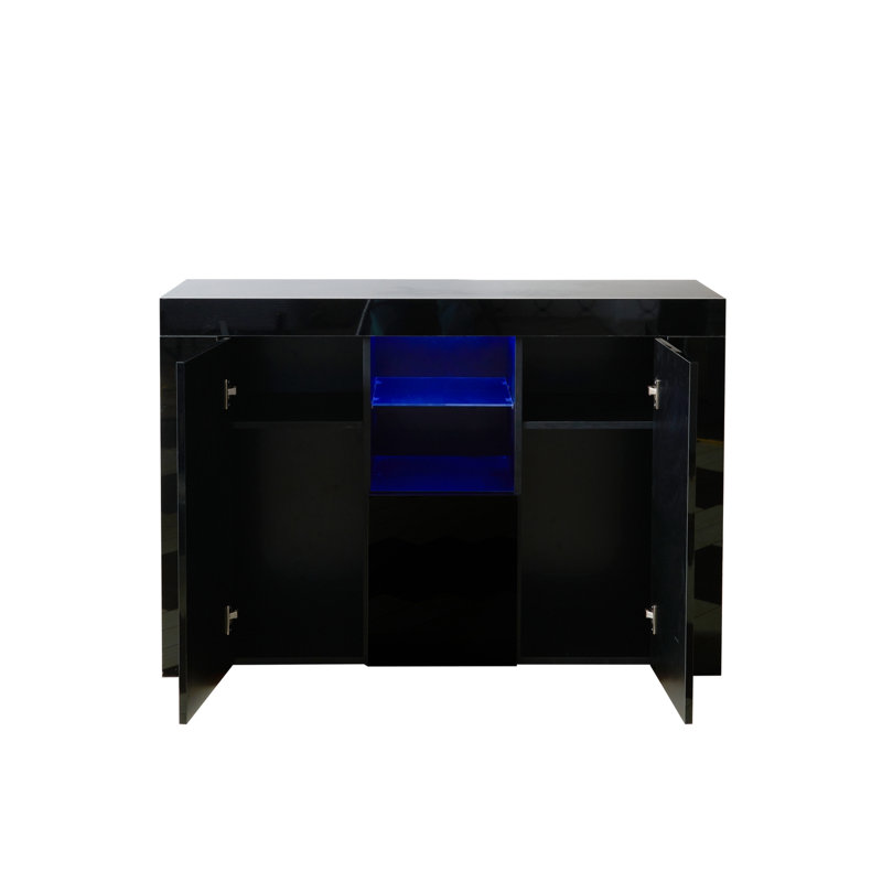 Buffet de cuisine avec lumière DEL, Noir, noir, noir, noir