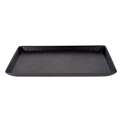 Plateau de coiffeuse Oneita | Plateau de coiffeuse rectangulaire martelé avec fond rembourré | Bronze huilé