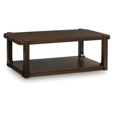 Kemu Coffee Table, 50 Inch Rectangular Top W Lower Shelf, Dark Brown
