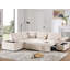 Canapé-lit modulaire en L 107 po en L chenille avec canapé-lit, accoudoirs réglables, charge USB et repose-pieds de rangement de type C pour salon et appartement-129465854