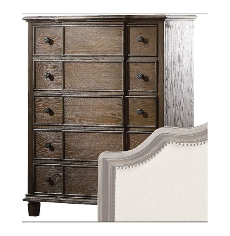 Commode 5 tiroirs Baudouin - Commode en bois synthétique avec tiroir en feutre
