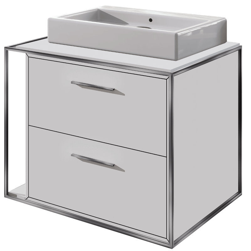 Linea 24'' W Single Vanity, Brushed Stainless Steel, Wall Mount, Matte White