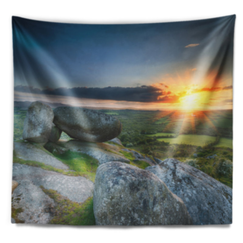 Coucher de soleil à helman tor dans la tapisserie de cornouailles, H 78 po x l 92 po