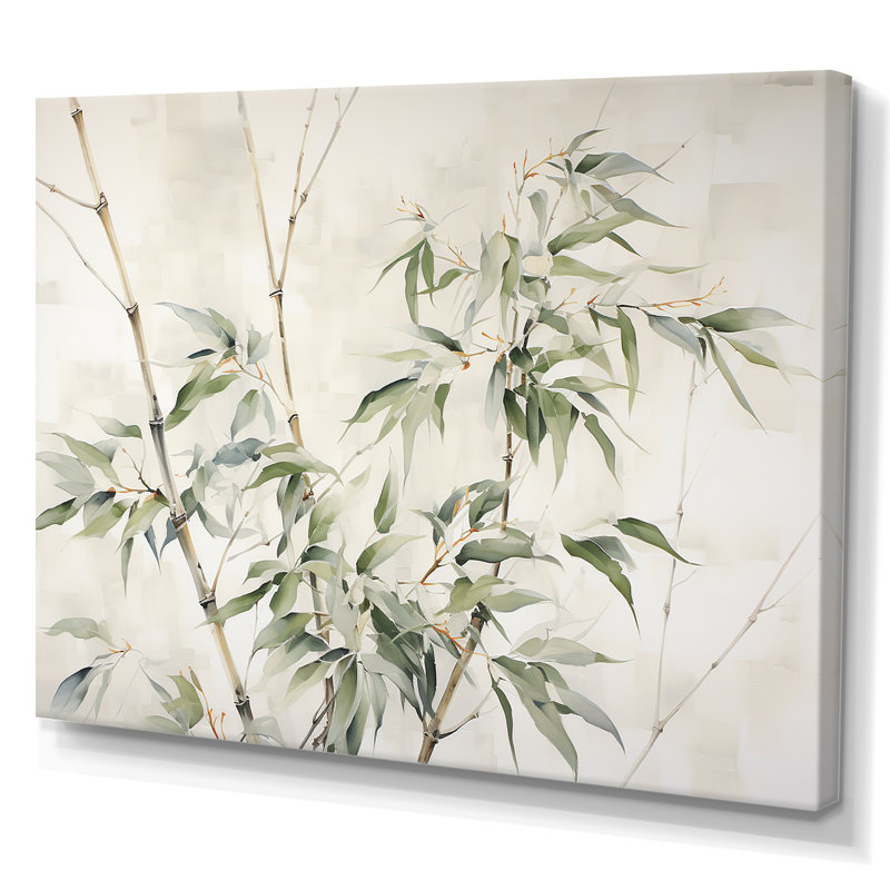 «Mute Bamboo Embrace V», impressions d'art mural en bambou_106619, H 16 po x l 32 po x P 1 po, Toile tendue