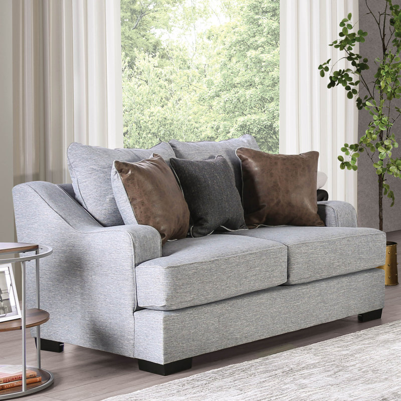 Anayi Recessed Arm Sofa, Light Gray 100% Polyester, 40" H x 71" W x 44" D