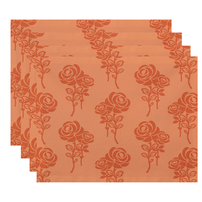 Slezak Polyester Floral Rectangle Placemat, Peach