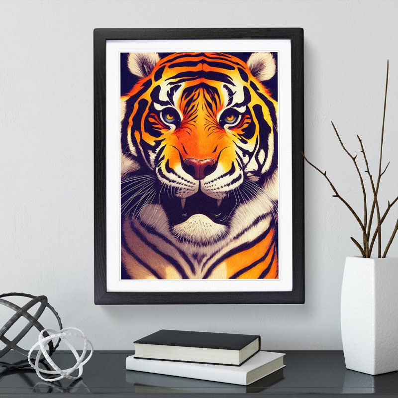 Face Of A Tiger No.3 - Single Picture Frame Print, Black, 64cm H x 46cm W x 2cm D