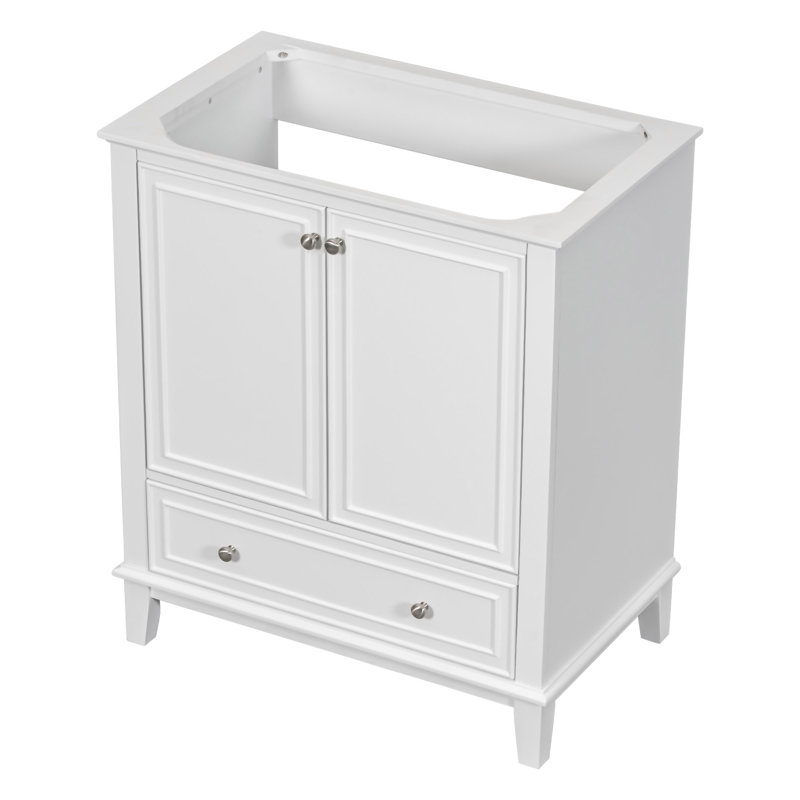Meuble-lavabo 30 po sans lavabo, base seulement, armoire de salle de bain multifonctionnelle avec portes et tiroir, structure solide et panneau en bois aggloméré