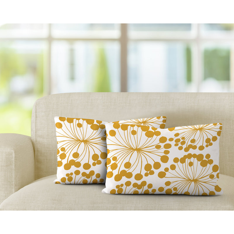 Floral Outdoor Reversible Throw Pillow, Yellow