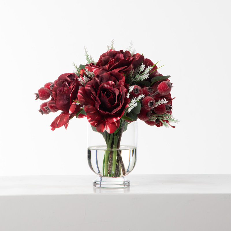 Arrangement d'illusion d'eau de Noël Rose & Ice Rosehip Berry Christmas Holiday