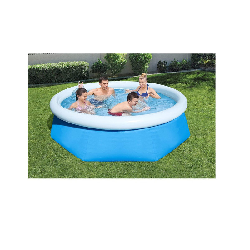 12ft Blue and White Inflatable Round Pool with Filter Pump