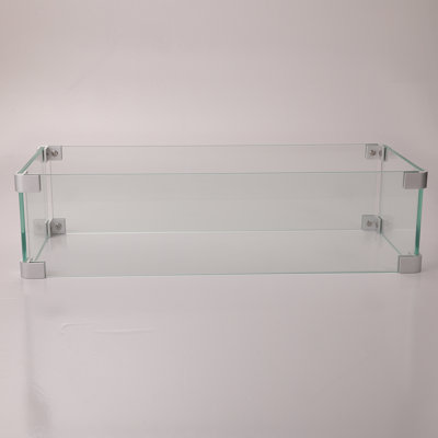 Pare-vent carré moderne en verre pour table de feu carrée