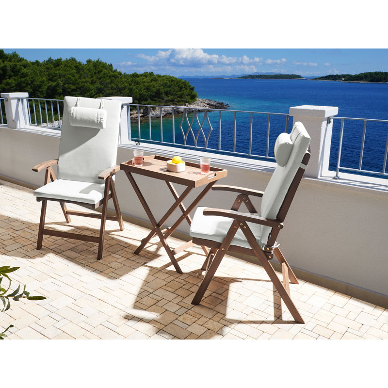 Bistro Set AMANTEA PREMIUM Acacia Wood Off-White