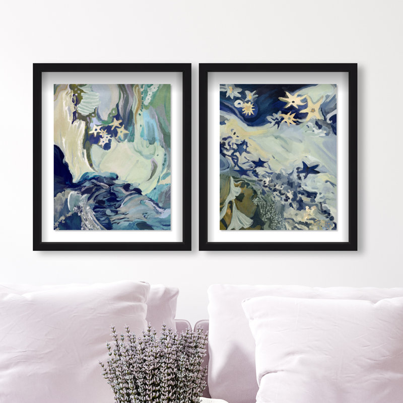 Mermaid Dream Set Set by Oliver Gal, 51"H x 43"W, Black Shadowbox