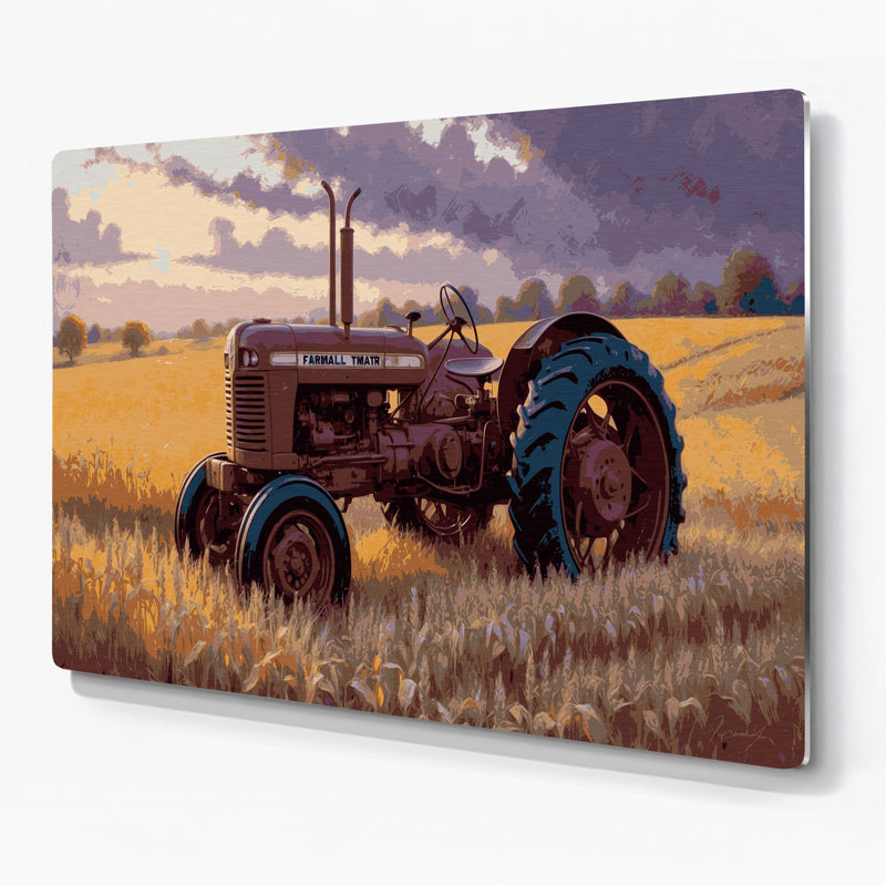 «Farm Farm Tractors», art mural en métal brun, H 24 po x l 36 po