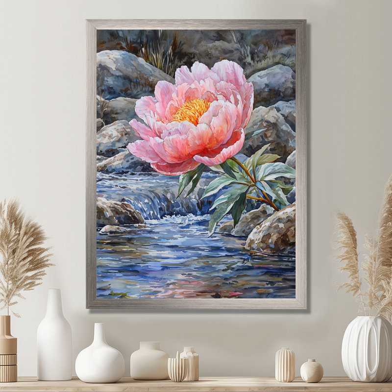 Gladis - impressions murales florales, Argent argent, H 20 po x l 12 po, Reproduction encadrée d'une seule photo
