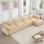Canapé modulaire en forme de L à 4 places, avec 1 repose-pieds mobile, accoudoirs en forme de croissant et coussins de dossier et d'accoudoirs enveloppants, plus un tiroir de rangement coulissant sous chaque siège, tissu chenille-204591409-204591436-204591433
