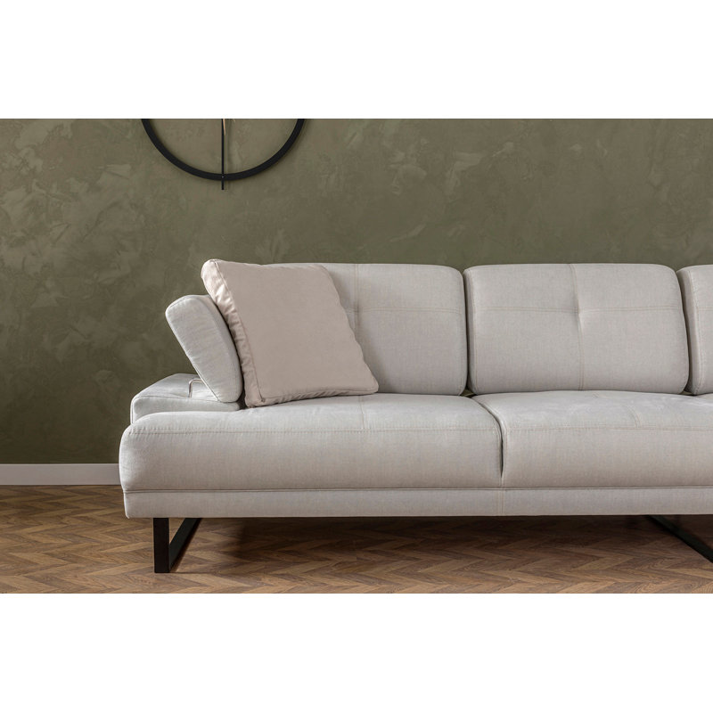 Canapé et méridienne Simmerman, H 32,7 po x l 107,9 po x P 68,5 po, Orienté à droite, Mélange de polyester beige