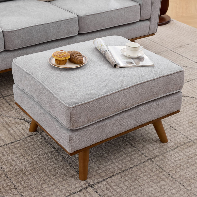 29.7''W Upholstered Ottoman, Chenille - Dark Gray