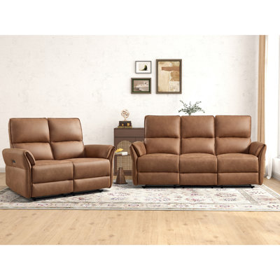 2-Piece Modern Multifunctional Soft Upholstered Power Reclining Sofa Living Room Set with USB & Type-C Ports