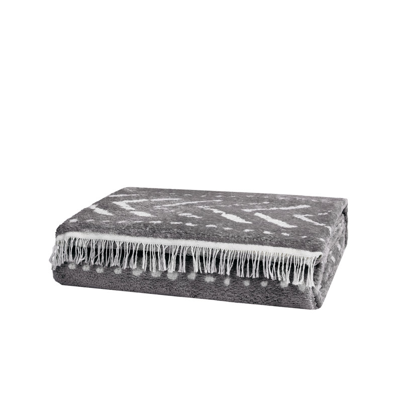 Polyester Jacquard Chevron / Zig Zag Coverlet, Queen Coverlet, Gray