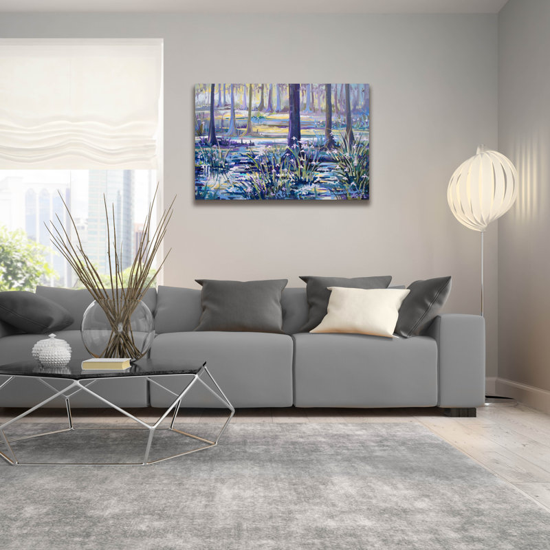 Art mural en verre épique «Blue Bayou Swamp» par ADEL, 36 po x 24 po