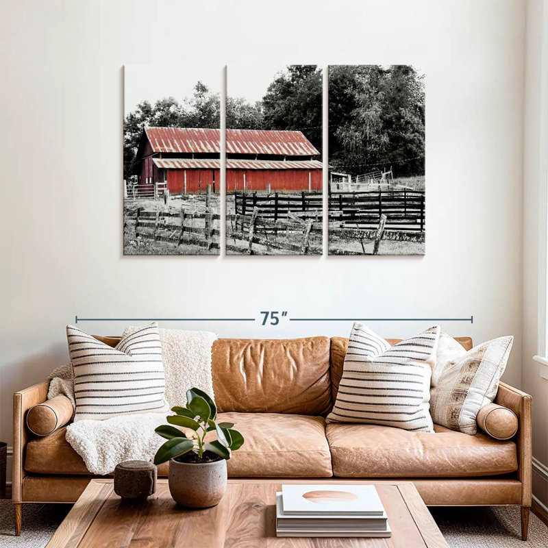 Lilie BW Rustic Barn, 36" H x 57" W
