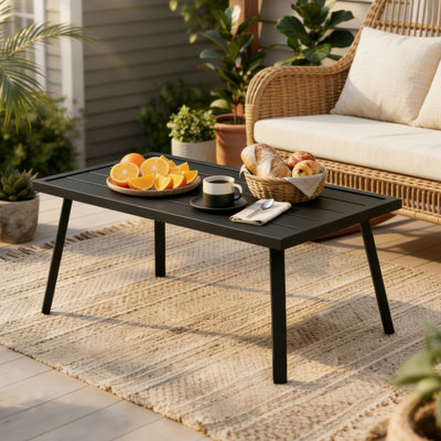 Patio Coffee Table, Outdoor Modern Rectangle Coffee Table