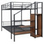 Lit superposé double en métal avec échelle de rangement latérale et garde-robe