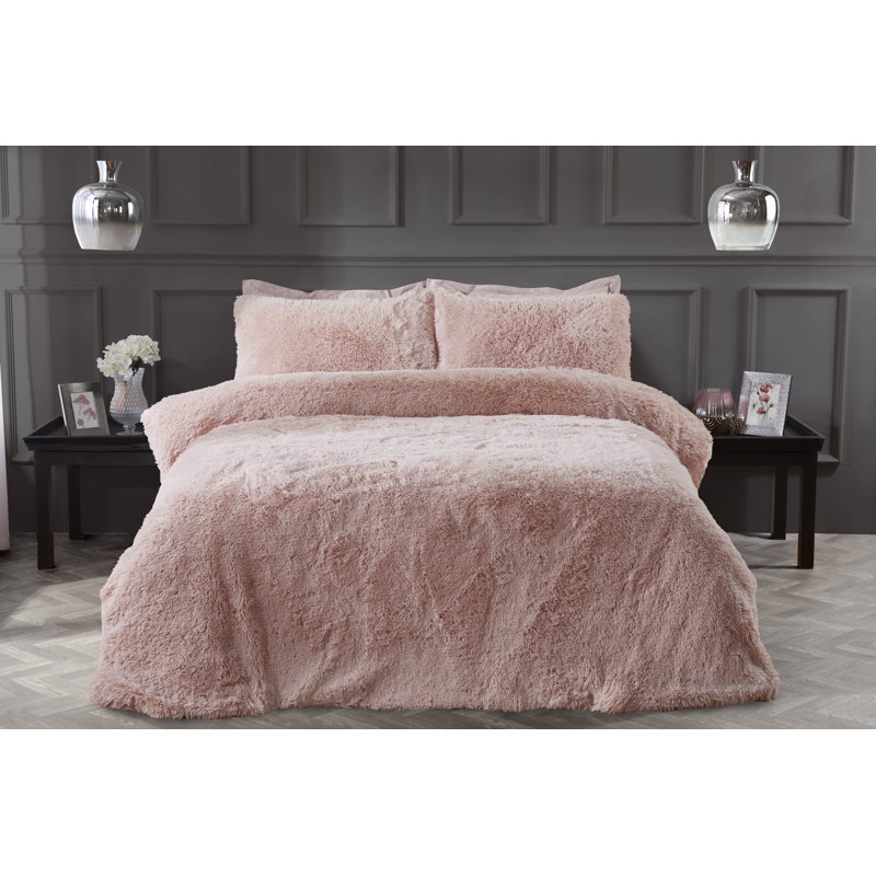 Kratika Polyester Solid Colour Duvet Cover Set with Pillowcases, Blush, Super King - 2 Standard Pillowcases