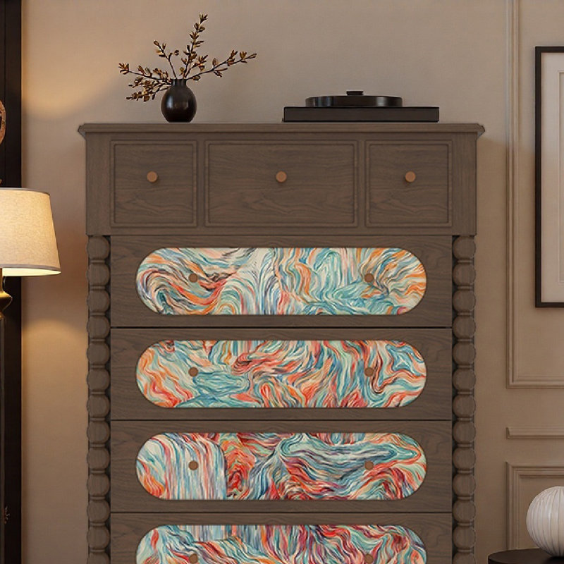 Commode en bois massif français moderne avec rangement de tiroir, Noyer
