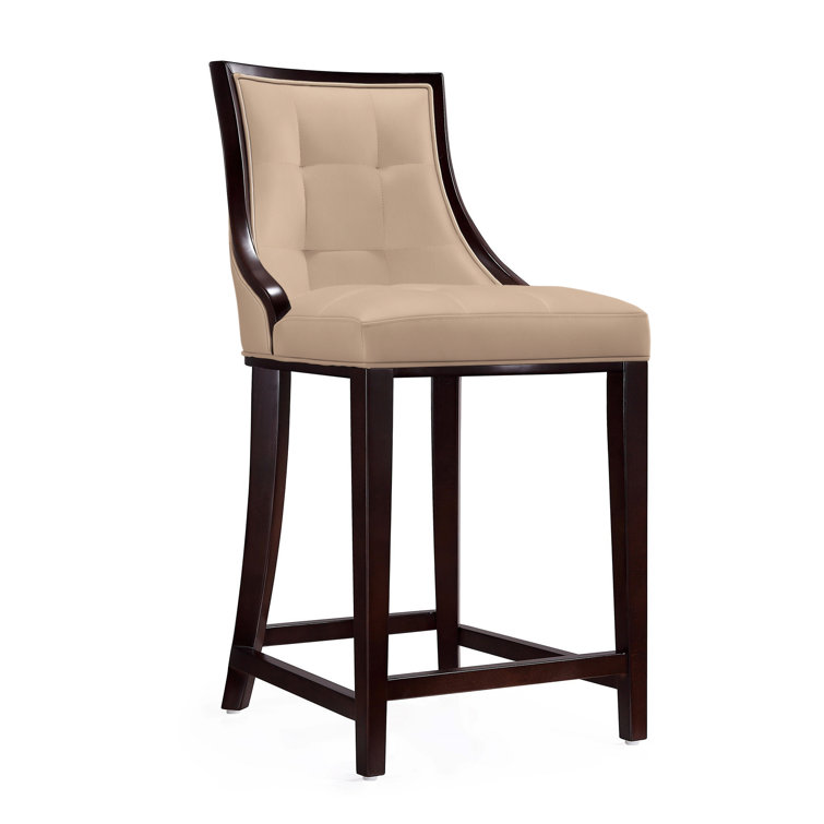 Upholstered Counter Stool with Solid Wood Frame
