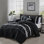 Ensemble d'édredon pour grand lit 7 pièces avec motif brodé, microfibre ultra douce, 100% polyester, collection de literie toutes saisons