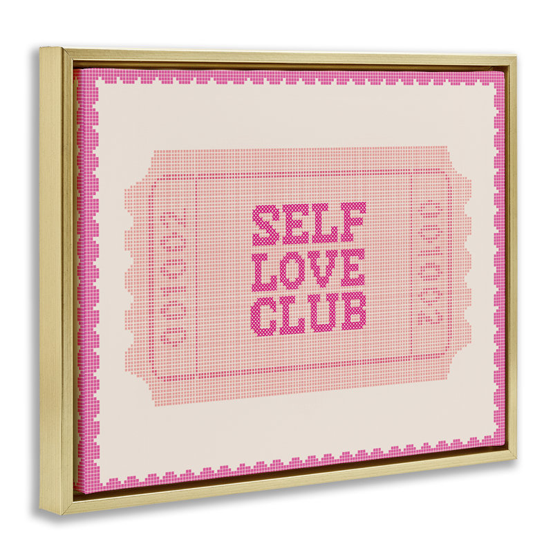 Cadre flottant rétro Self Love Club, design par Lil 'Rue, 17 x 21, Cadre flottant métallique doré