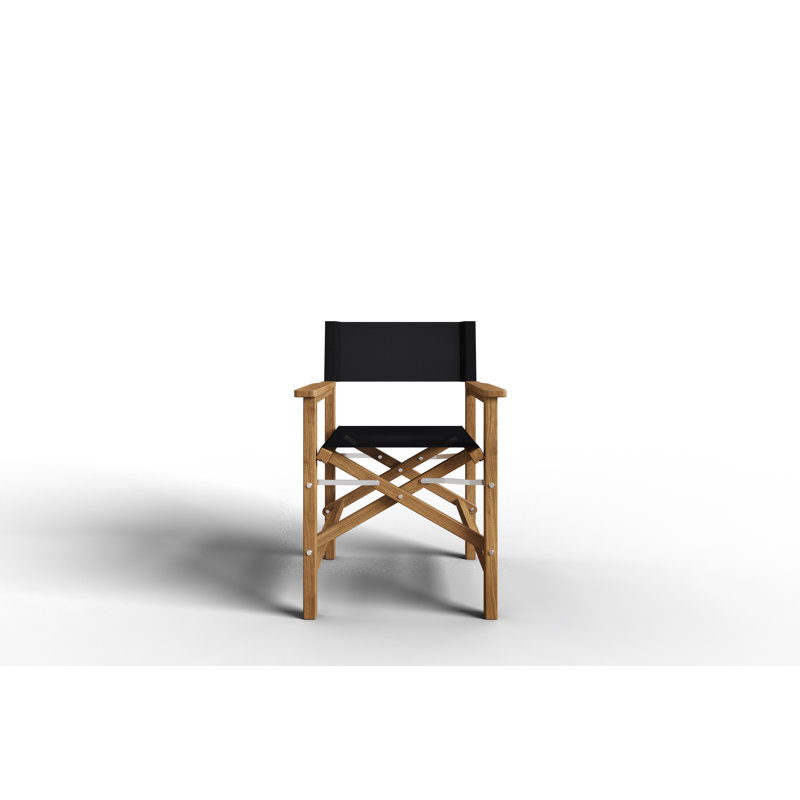 Chaise de salle à manger d'extérieur en bois Nawaal, Bois naturel / noir