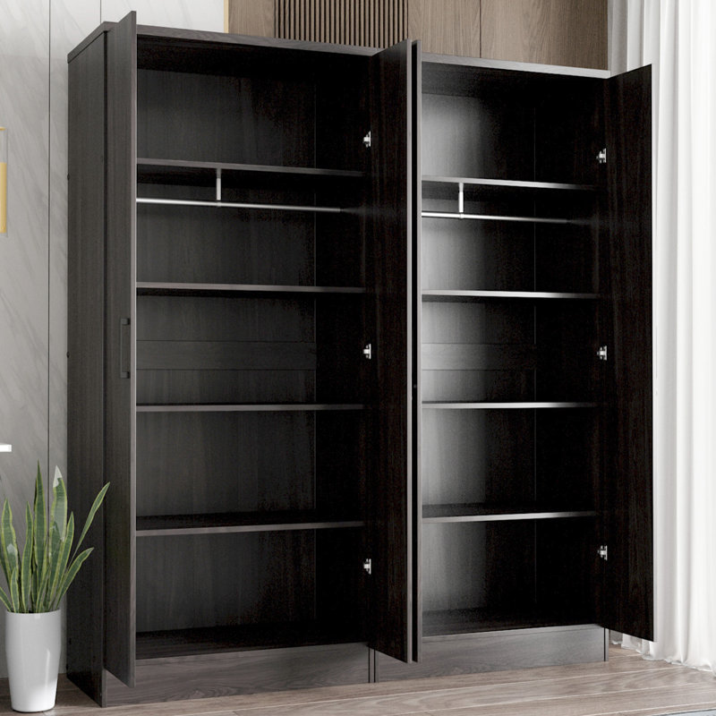 Double Wardrobe With 4 Slim Door!, Tobacco