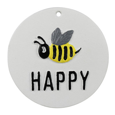Bee Happy Sign, Cast Iron