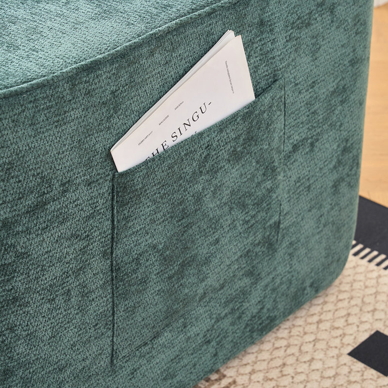 104" Modular Cloud Couch Compression L-Shaped Sectional Sofa with Chaise, Green Chenille