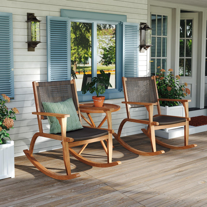 Ensemble de chaises berçantes 2 pièces pour patio, Marron foncé