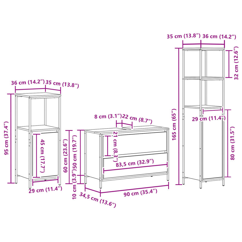 Bathroom Furniture Suite, Light Wood