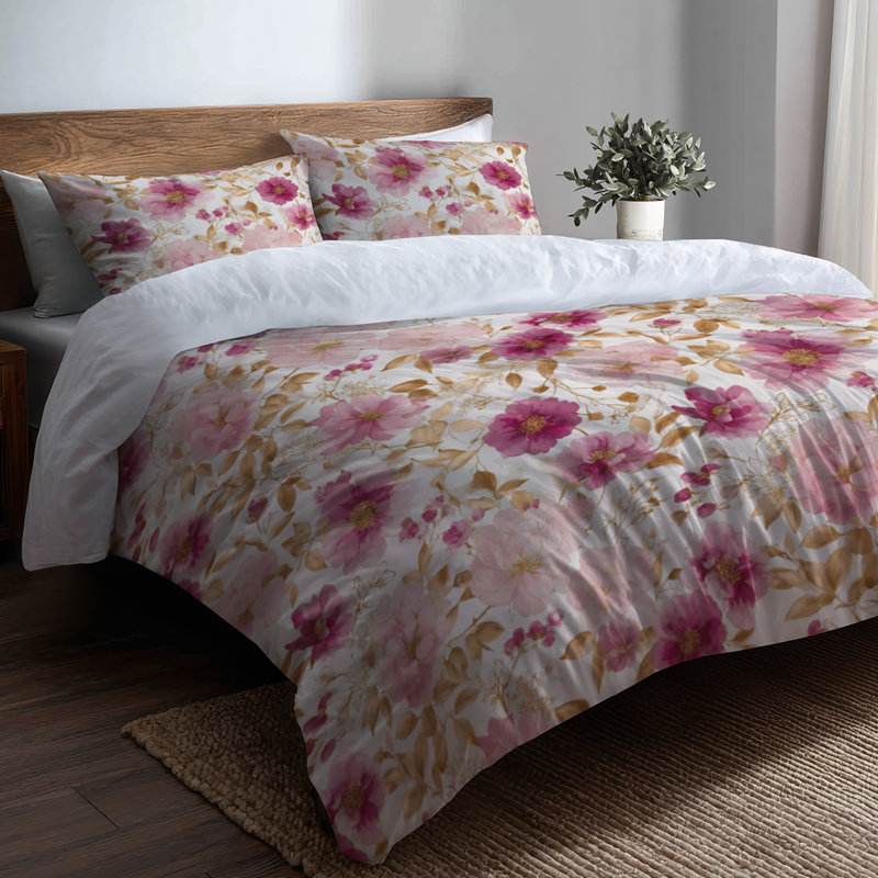 Ensemble d'édredon floral de 6 pièces - Ensemble de literie d'édredon crème Farmhouse, Queen Comforter + 3 Additional Pieces