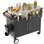 Chariot de barbecue extérieur à deux portes avec meubles de patio, table de barbecue avec rangement, chariot de bar roulant extérieur avec crochets et support à épices pour les accessoires de barbecue, noir
