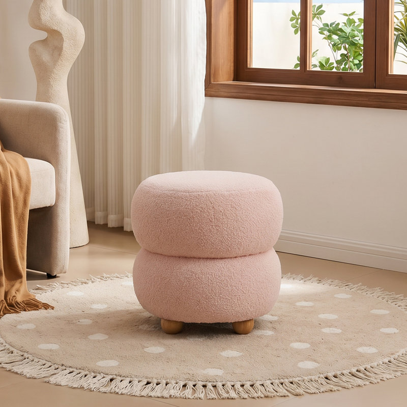 Solid Wood Accent Stool, Pink