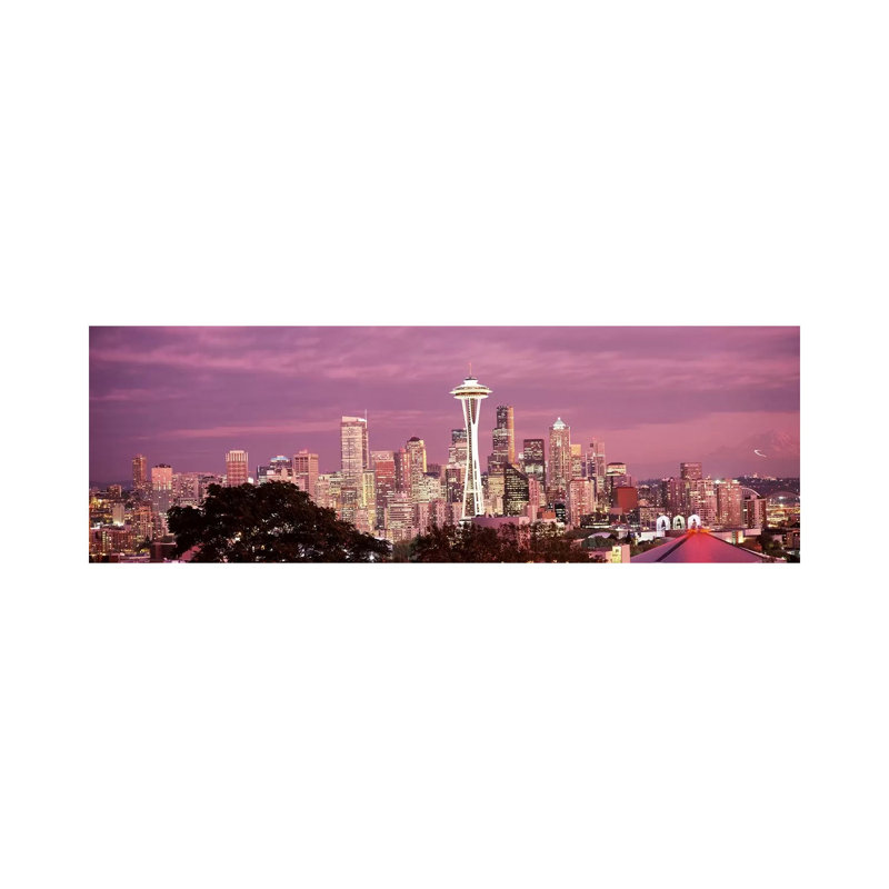 City Viewed From Queen Anne Hill, Space Needle, Seattle, King County, Washington State, USA 2010 #5 - Wrapped Canvas Panoramic Print