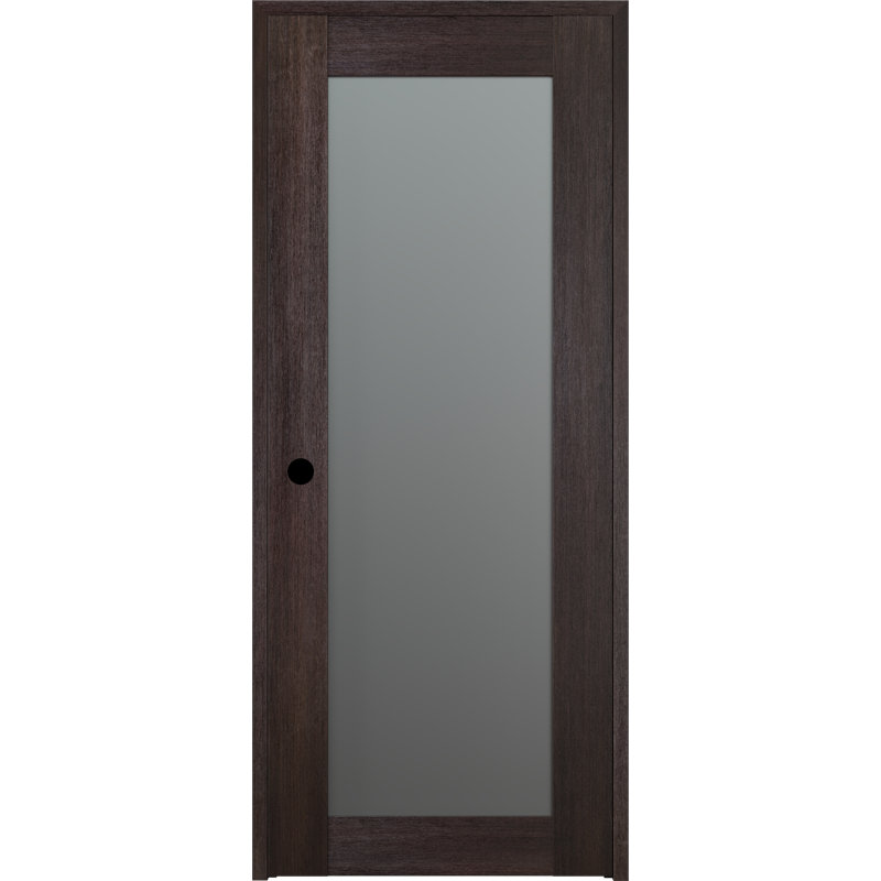 Porte standard en bois manufacturé lambrissé et verre préfini, 29,75 po x 79,37 po, Chêne Veralinga, Droite