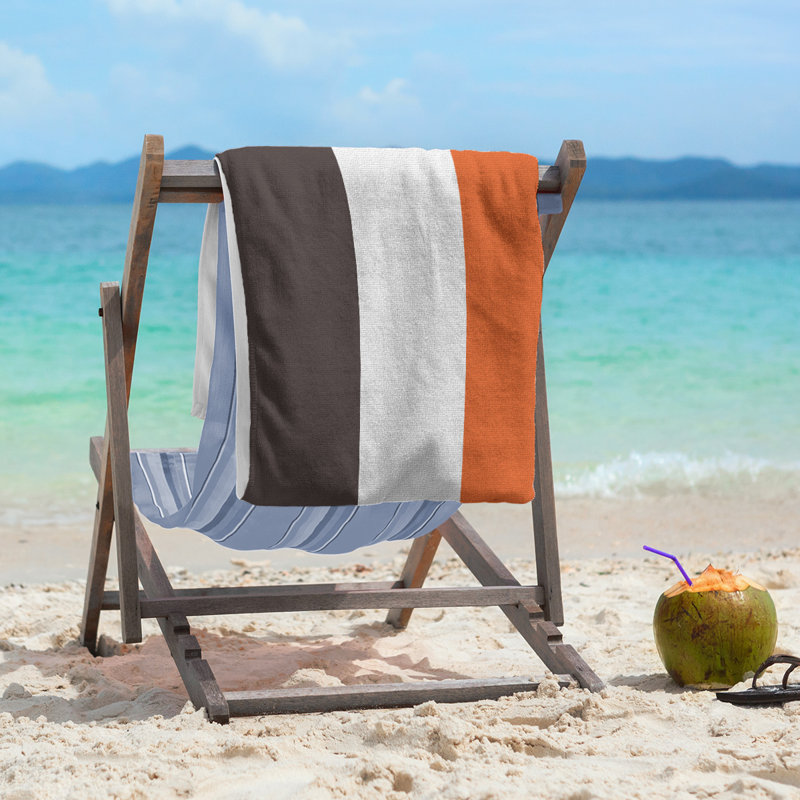 Cleveland Beach Towel, White/Brown/Light Gray
